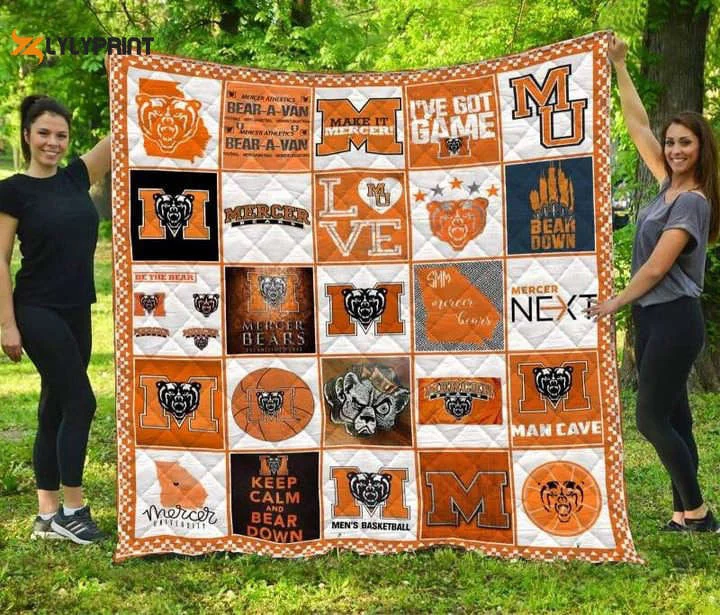 Mercer Bears Quilt Blanket For Fans Home Decor Gift , Soft Quilt, King Size, All Season Cozy Quilt QB0901