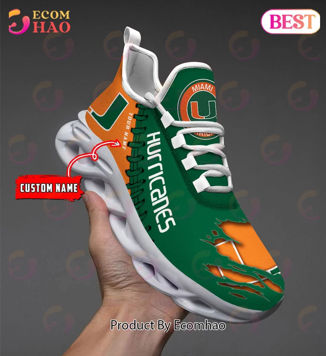 Miami Hurricanes Max Soul Shoes Custom Name  Unisex sneakers MS0601
