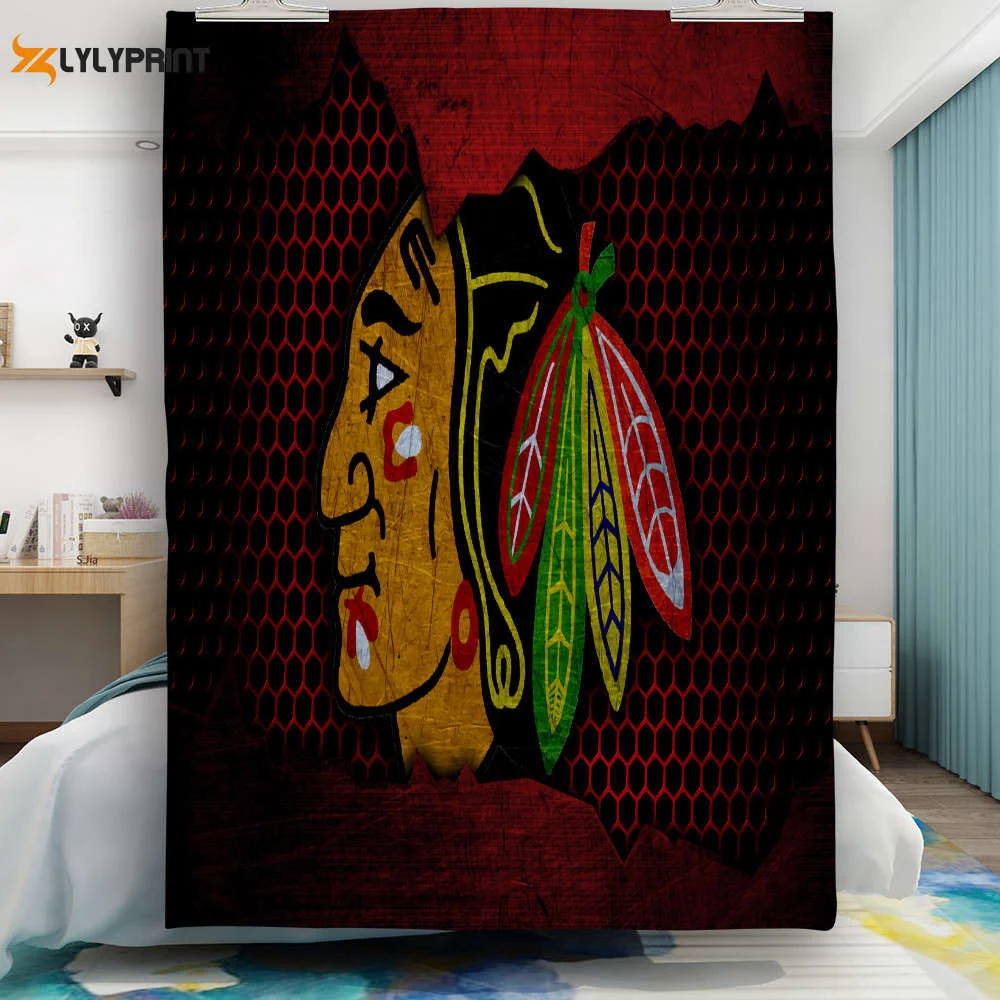 Chicago Blackhawks Emblem Texture Grunge Gift For Fan 3D Full Printing Quilt Home Decor 2024 Gifts Home Decor 2024 Gifts , Soft Quilt, King Size, All Season Cozy Quilt QB0901