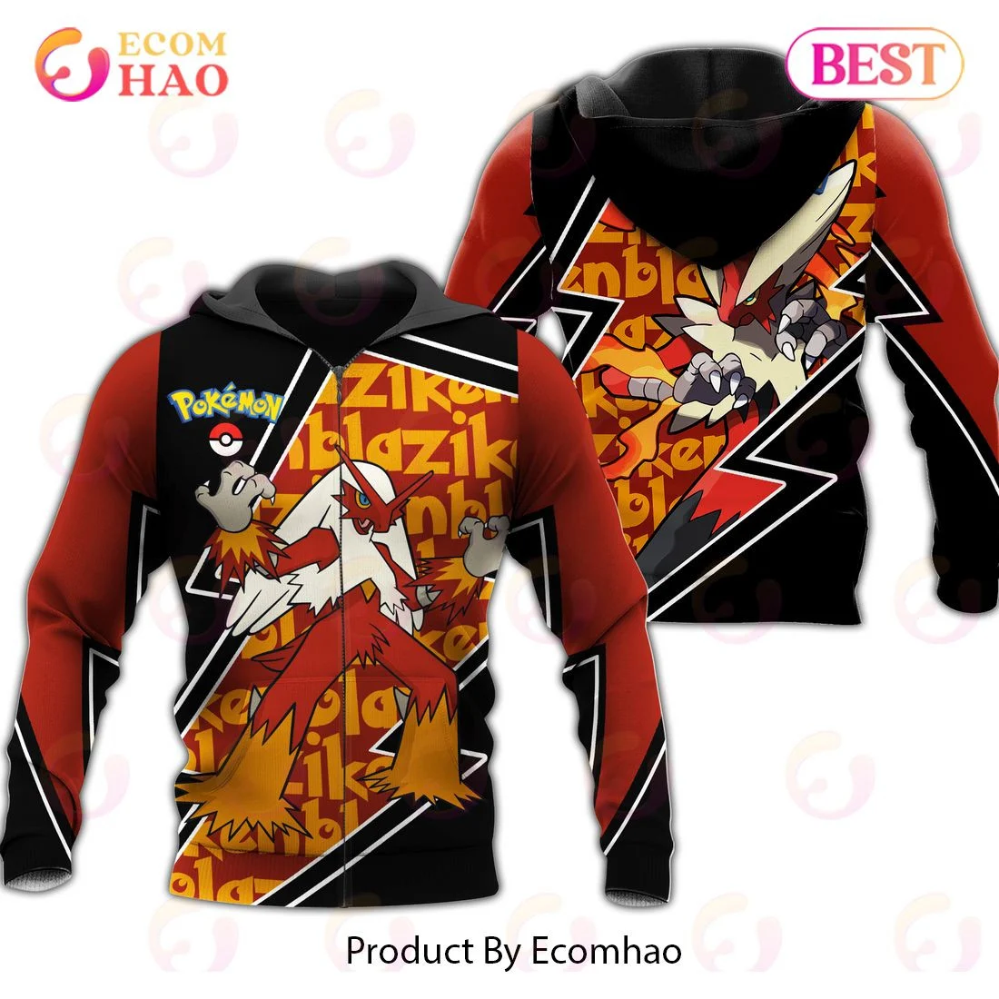 Blaziken Zip Hoodie Costume Pokemon, Zip Hoodie, Man – Women, Warm, Premium Quality HZ0501