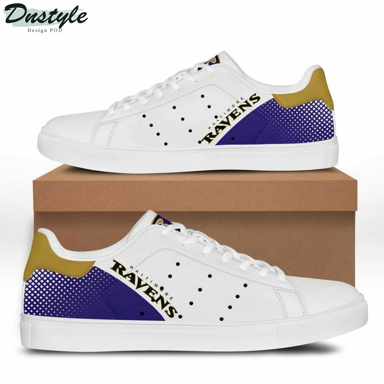 NFL Baltimore Ravens White Stan Smith Shoes V2 for Women and Men, Trendy Style Sneakers ST0801