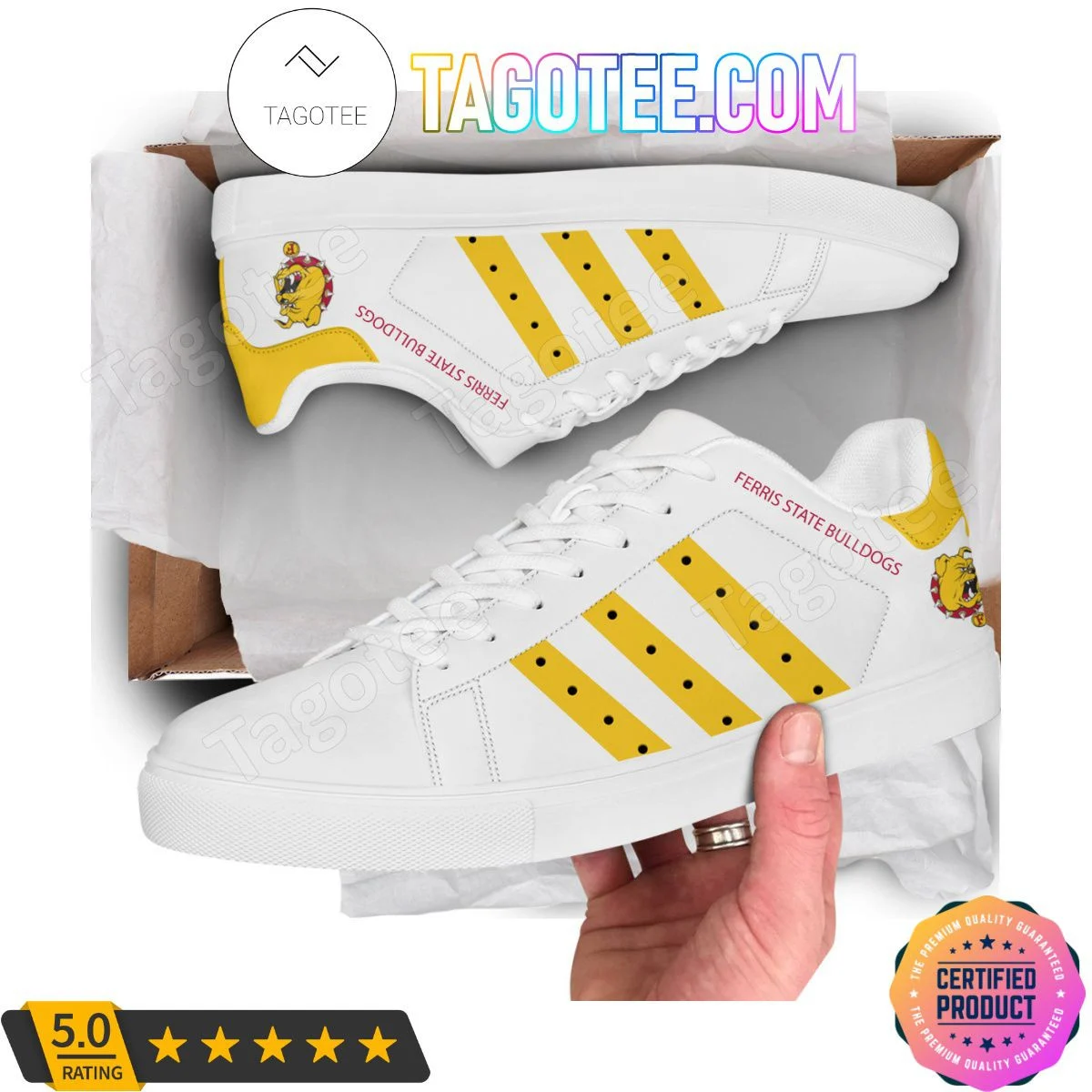 NCAA Ferris State Bulldogs White Stan Smith Shoes , Trendy Style Sneakers ST0801