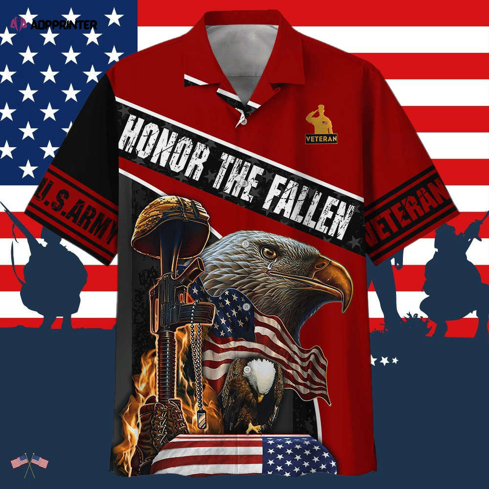 Army Eagle Honor The Fallen Red Hawaiian Shirt HW0601