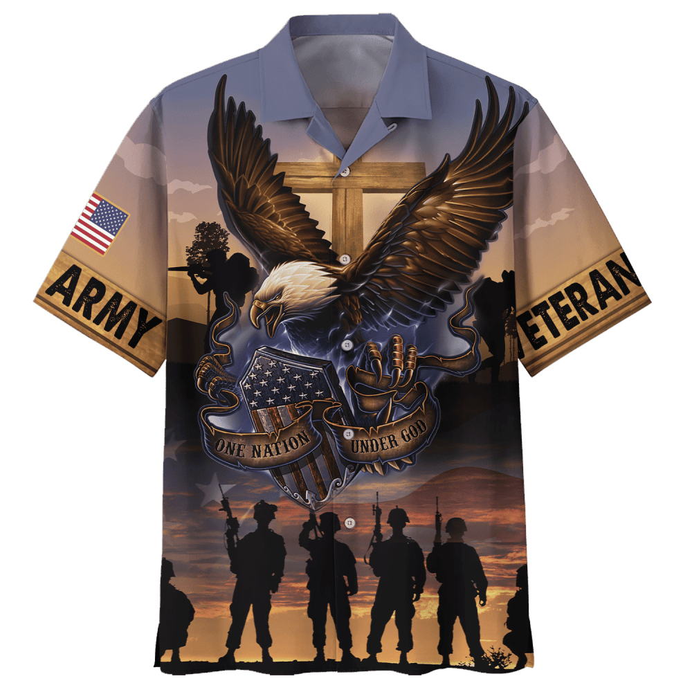 Army One Nation Under God Veteran Hawaiian Shirt HW0601