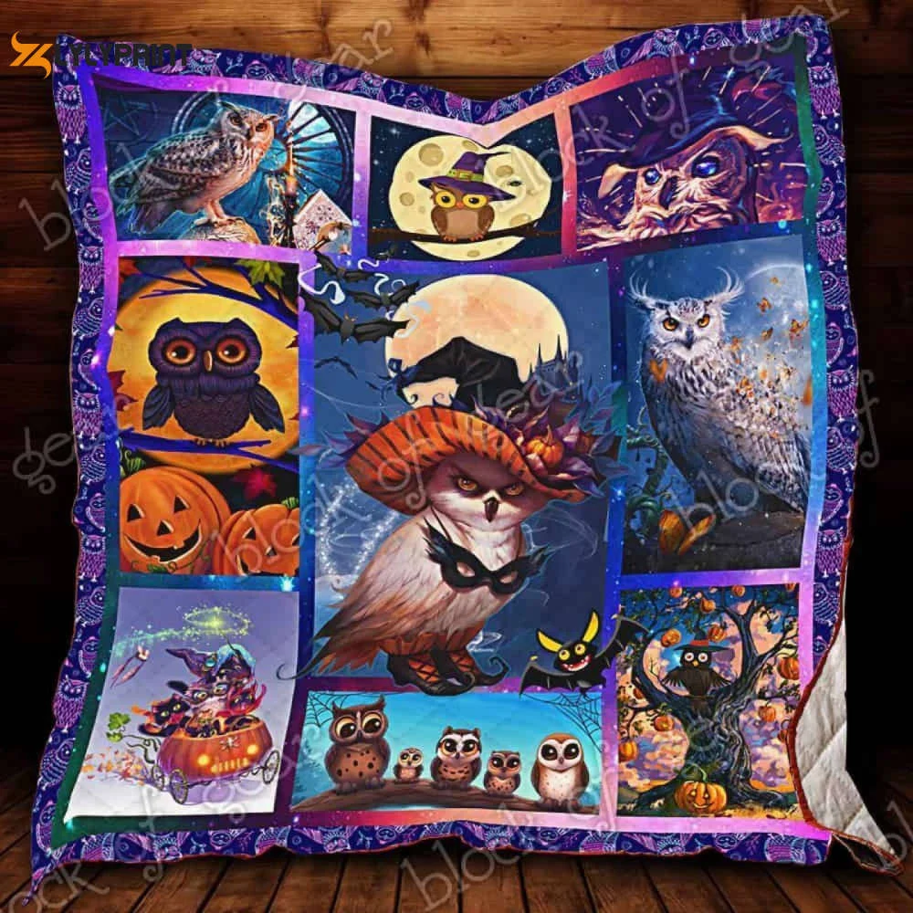 Halloween Owl 3D Customized Quilt , Soft Quilt, King Size, All Season Cozy Quilt QB0901