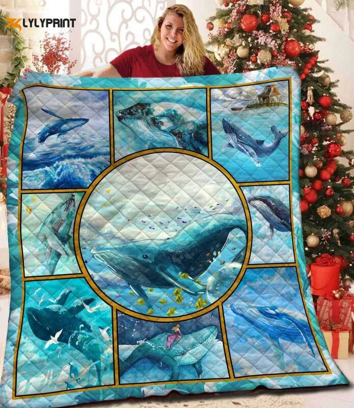 Whale 3D Customized Quilt , Soft Quilt, King Size, All Season Cozy Quilt QB0901