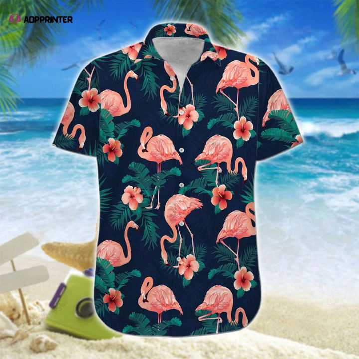 Love Flamingo Tropical Pattern Casual Short Sleeve Button Shirt Gift Size S-5XL HW0601