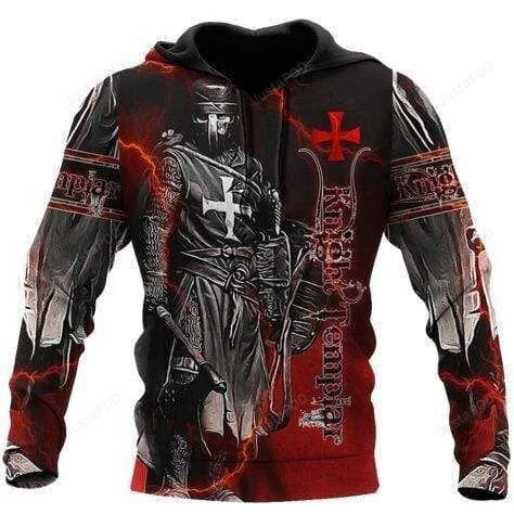 Knight Templar Red Lightening 3D All Over Print Hoodie, Zip-up Hoodie HZ0501