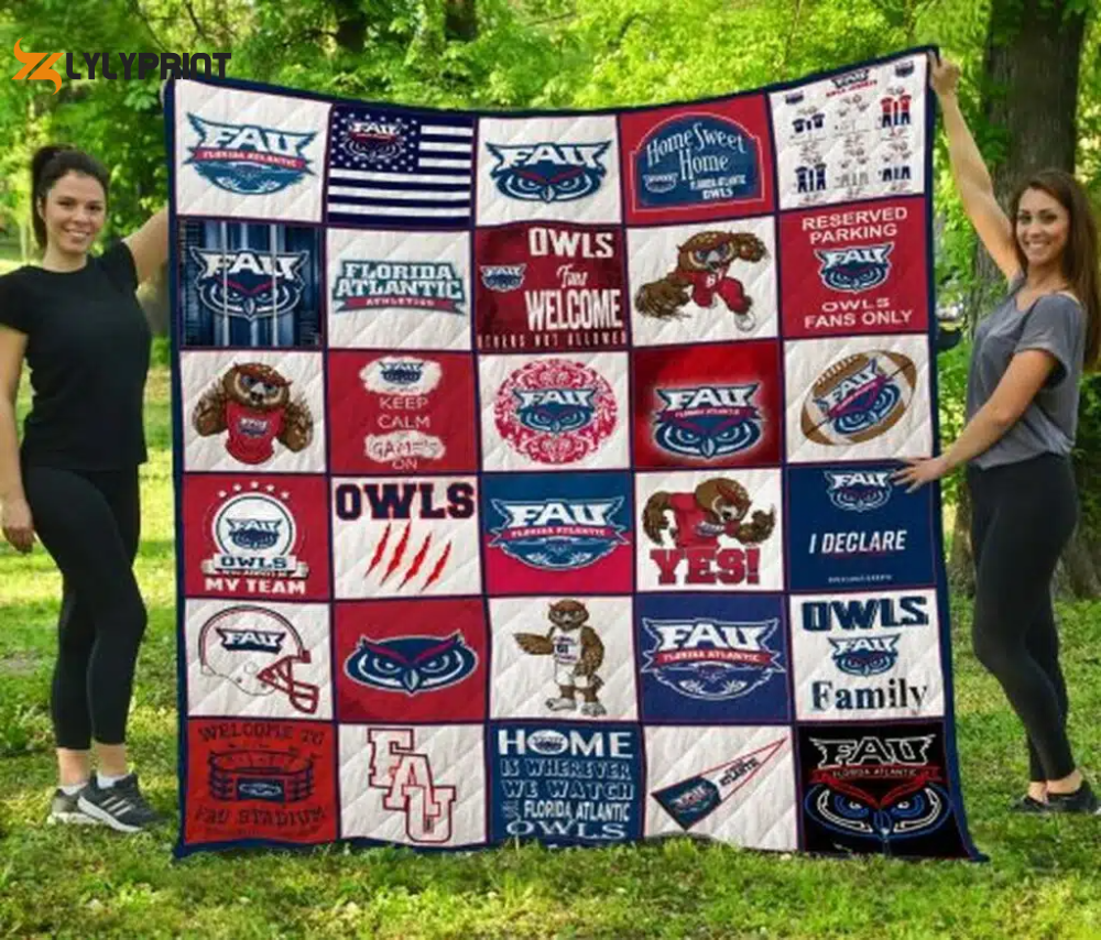 Florida Atlantic Owls Quilt Blanket For Fans Home Decor Gift , Soft Quilt, King Size, All Season Cozy Quilt QB0901