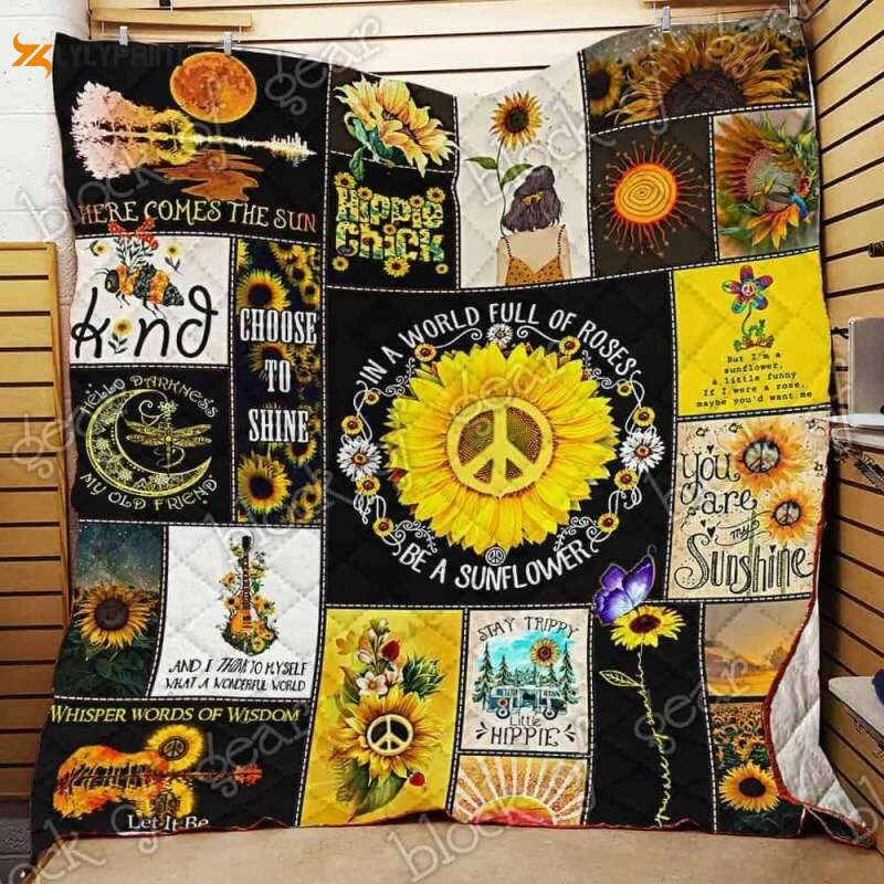 Be A Sunflower Hippie 3D Customized Quilt , Soft Quilt, King Size, All Season Cozy Quilt QB0901