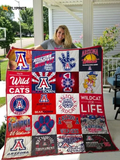 Arizona Wildcats Quilt Blanket For Fans Home Decor Gift , Soft Quilt, King Size, All Season Cozy Quilt QB0901