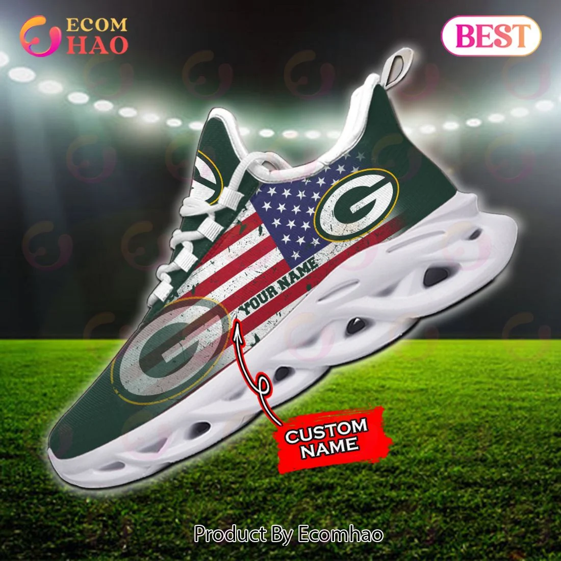 Custom Name - Green Bay Packers - Max Soul Shoes  Unisex sneakers MS0601