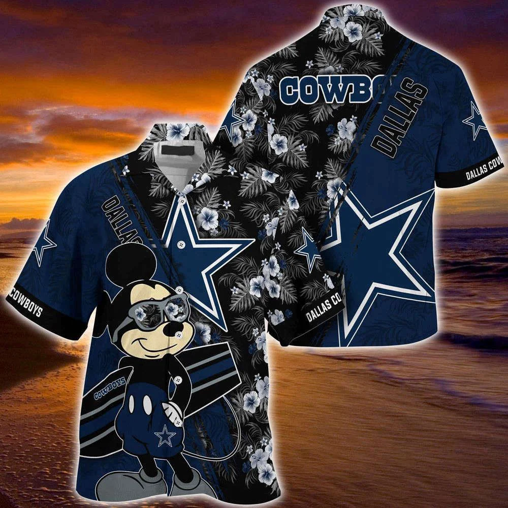Dallas Cowboys NFL-Summer Hawaii Shirt Mickey And Floral Pattern For Sports Fans HW0601