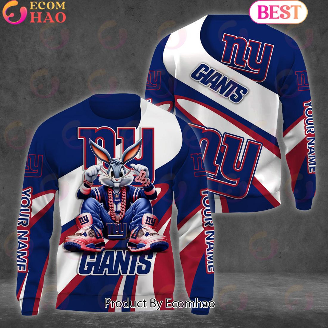 Custom Name New York Giants Bugs Bunny Sport Clothing 3D Hoodie, Zip Hoodie, Man - Women, Warm, Premium Quality HZ0501