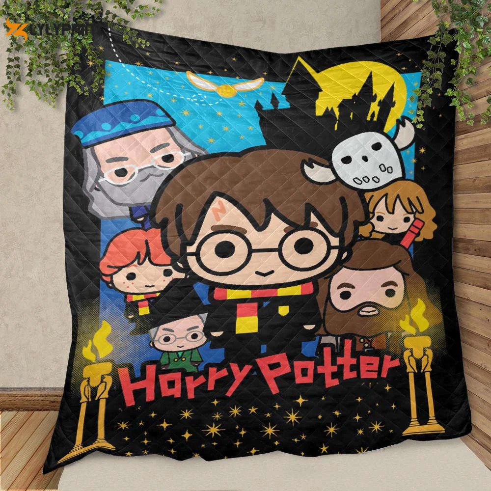 Harry Potter Fan Gift, Harry Potter Chibi Quilt Blanket Gift For Home Decor ,  Soft Quilt, King Size, All Season Cozy Quilt QB0901