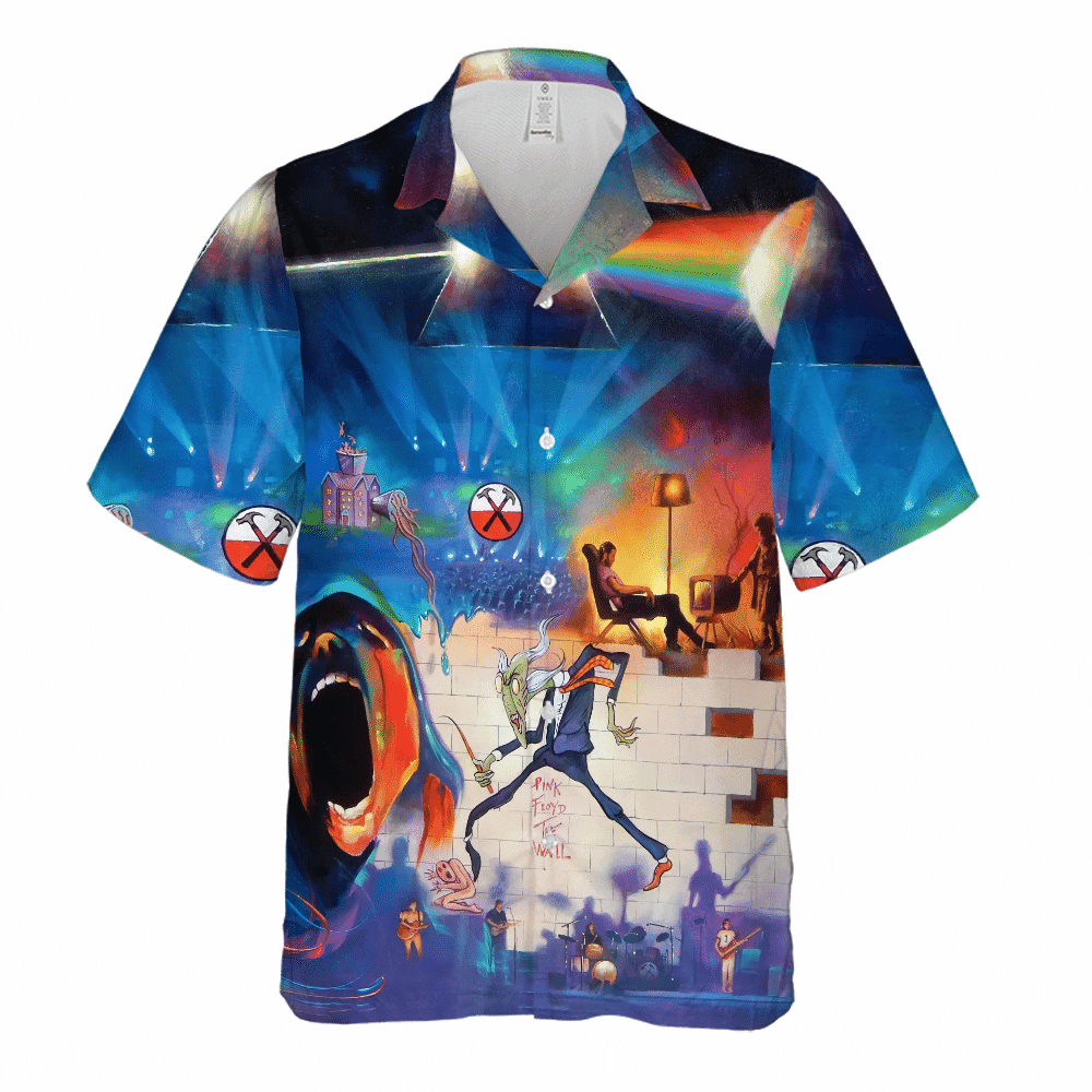 Pink Floyd The Wall Poster Triangle Rainbow Art Cuban Shirt Premium Hawaiian Shirt HW0601