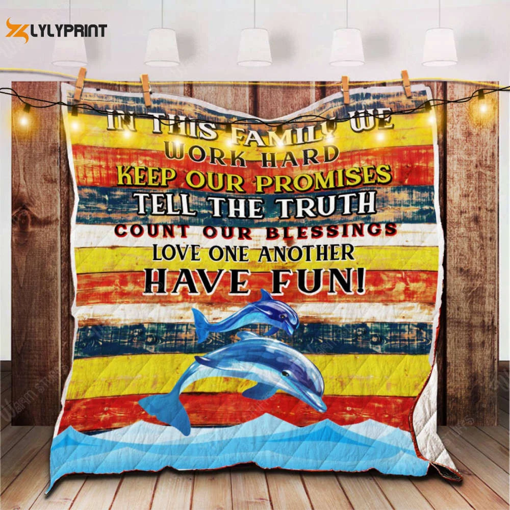 Dolphin Lb254 3D Quilt Blanket For Fans Home Decor Gift ,  Soft Quilt, King Size, All Season Cozy Quilt QB0901