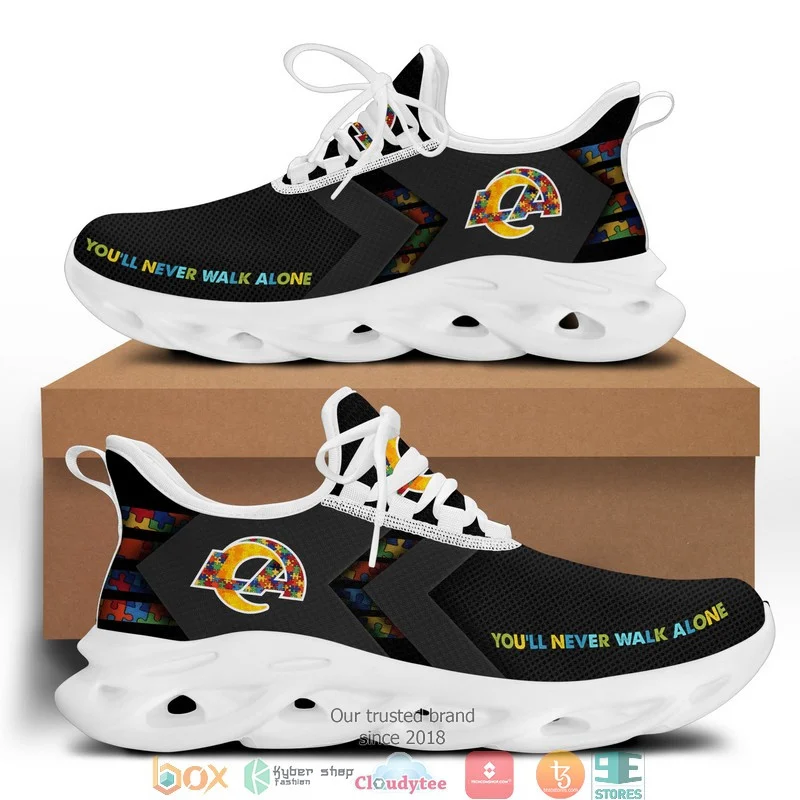 NFL Los Angeles Rams Never Walk Alone Black Max Soul Shoes for Men Women MS0601