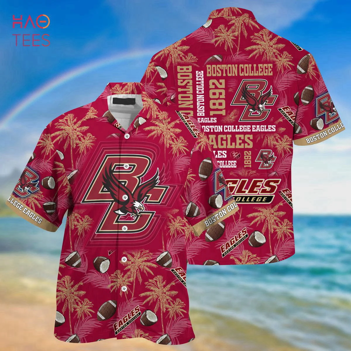 Boston College Eagles Hawaiian Shirt, New Gift For Summer Button Shirt 3D HW0601