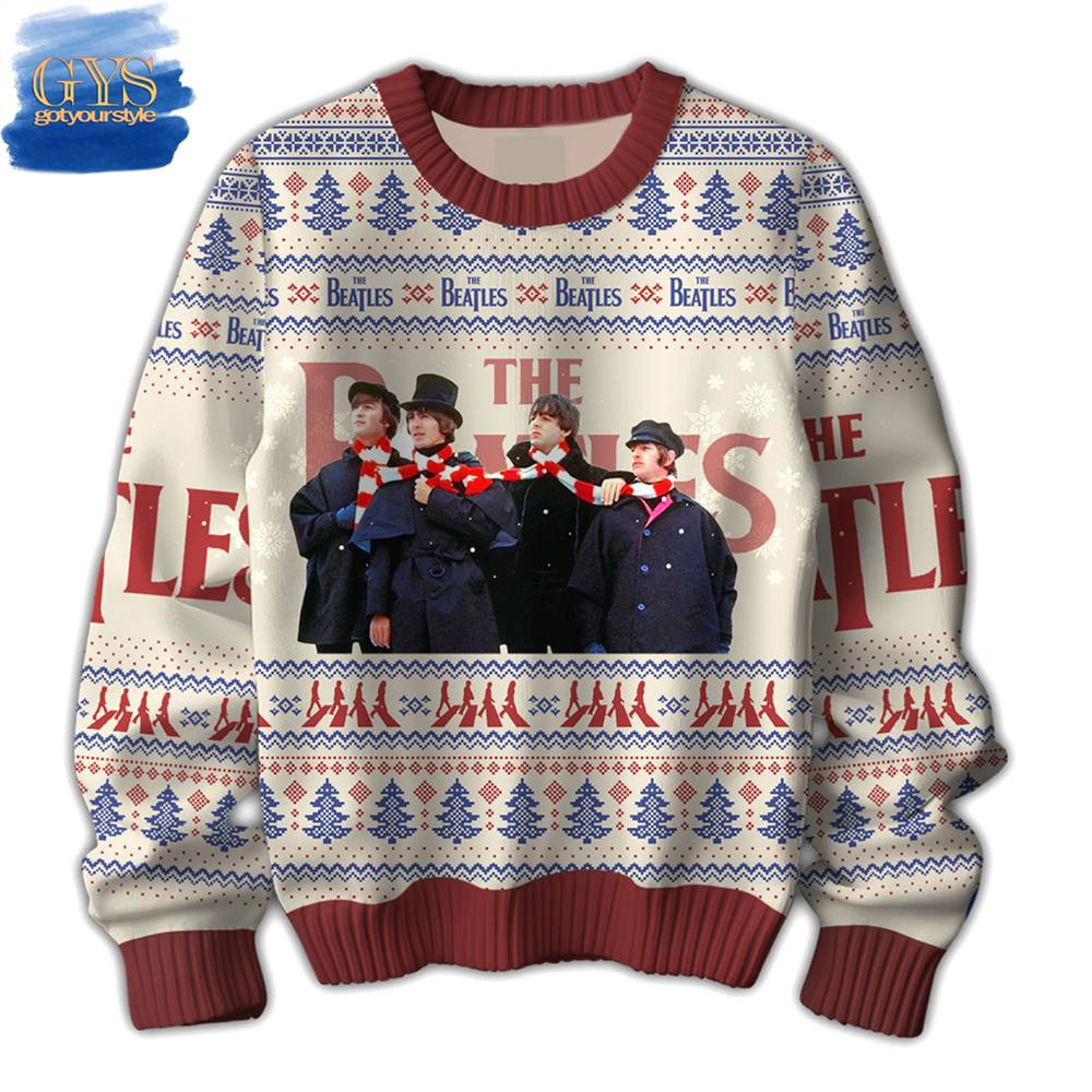 The Beatles Limited Edition Christmas Ugly Sweater , Cozy Soft Unisex Pullover SW0601
