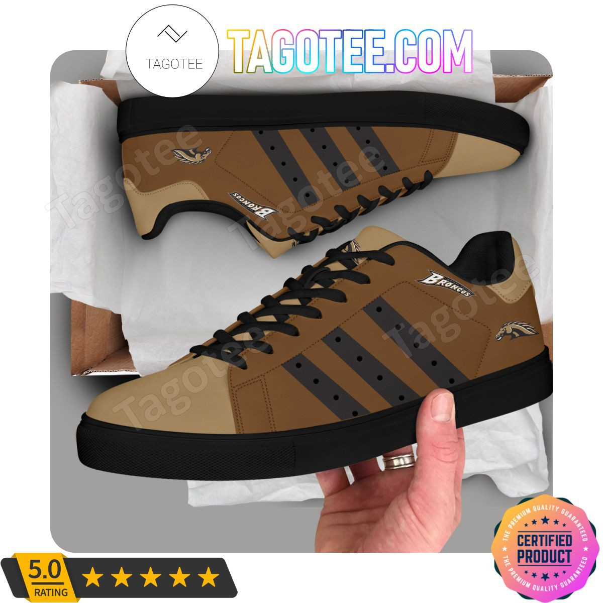 NCAA Western Michigan Broncos Brown Stan Smith Shoes , Trendy Style Sneakers ST0801