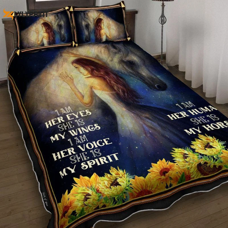 I Am Her Eyes She Is My Wings I Am Her Voice She Is My Spirit I Am A Human She Is My Horse Lover Cowgirl Quilt Bedding Set ,  Soft Quilt, King Size, All Season Cozy Quilt QB0901