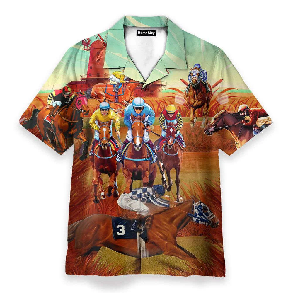 Horses Racing On Pasture Hawaiian Shirt, Gift For Men And Women HW0601