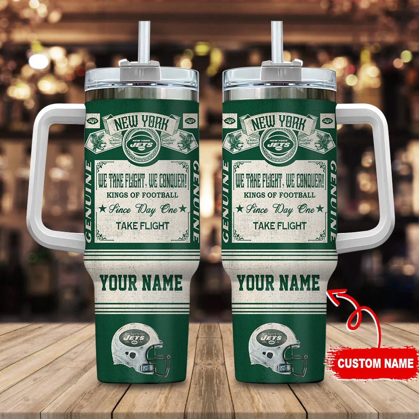 Vintage New York Jets Custom Name 40oz Stanley Tumbler - Perfect Gift for Football Fans 0501TB40