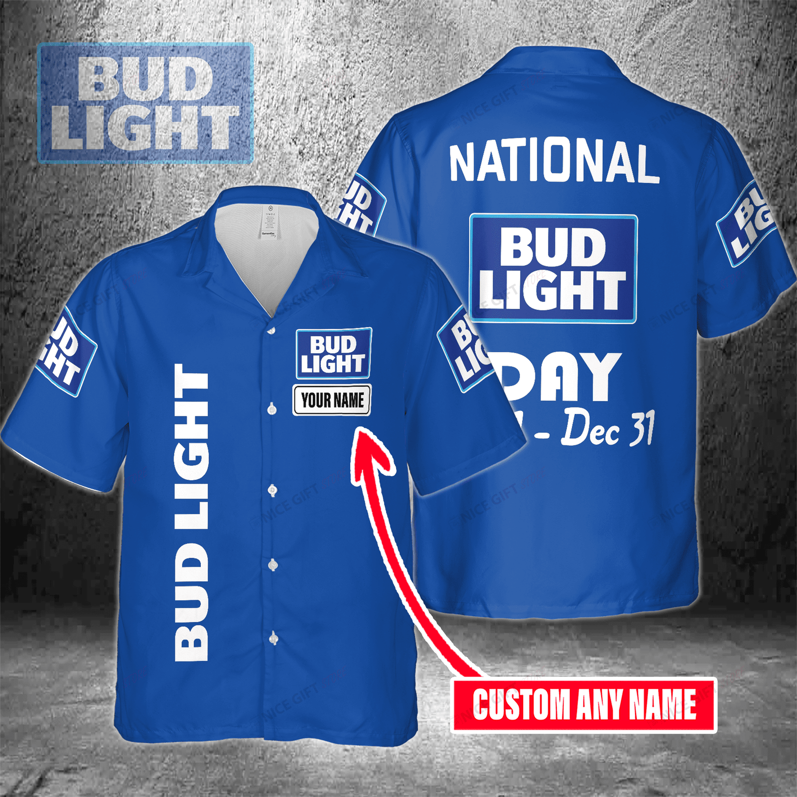 National Bud Light Day Jan 1 – Dec 31 Custom Name Hawaiian Shirt For Men And Women HW0601