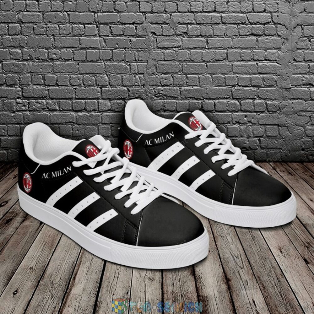 AC Milan Black White Line Stan Smith Shoes Unisex, Trendy Style Sneakers ST0801