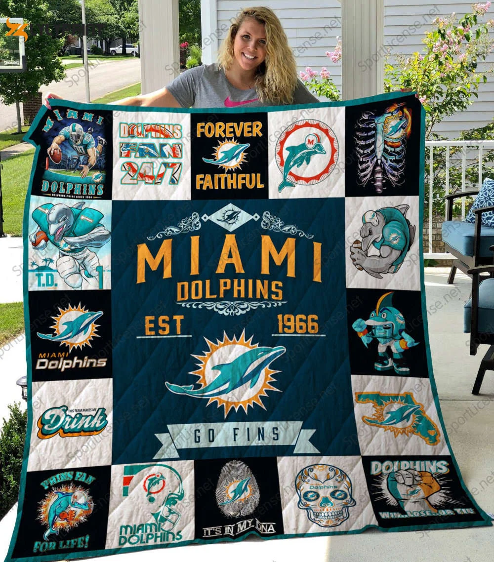 Miami Dolphins Quilt Blanket For Fans Home Decor Gift ,  Soft Quilt, King Size, All Season Cozy Quilt QB0901