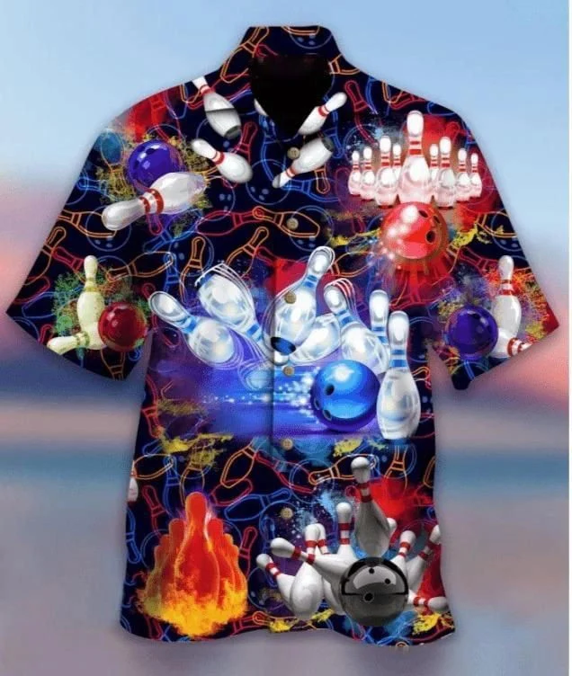Multi Bowling Flash Light Hawaiian Shirt, Gift For Men And Women HW0601