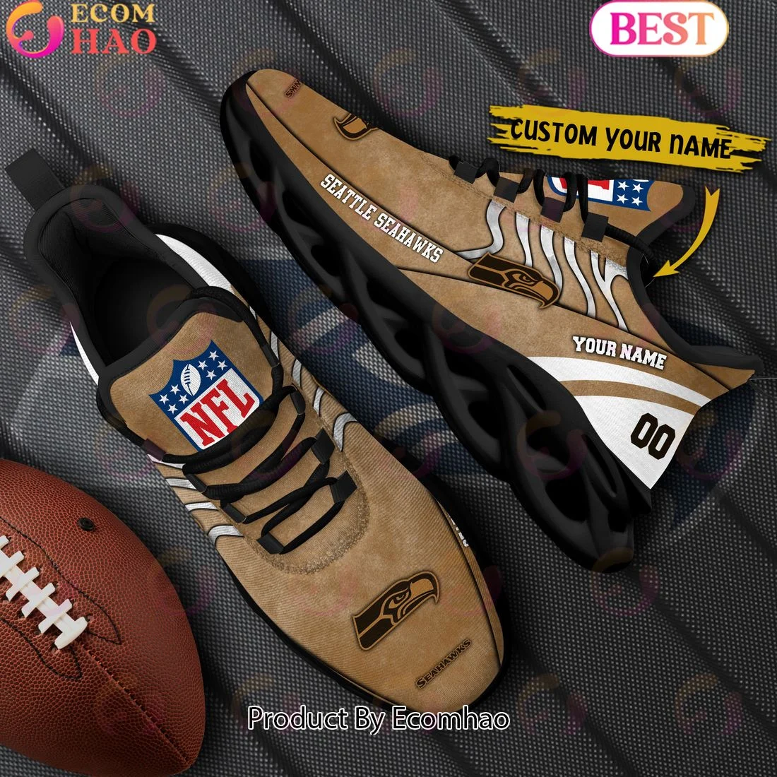 Custom Name Seattle Seahawks X Salute to Service For Veterans Day Celebration Max Soul Shoes  Unisex sneakers MS0601