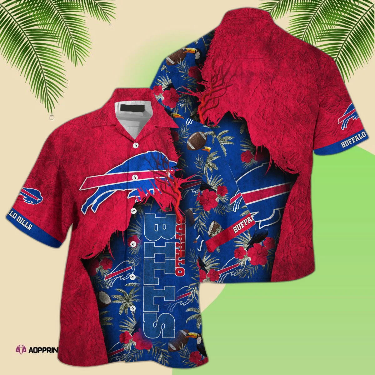 New Red Tropical Floral Buffalo Bills NFL Hawaiian Shirt Travel Summer Gift HW0601