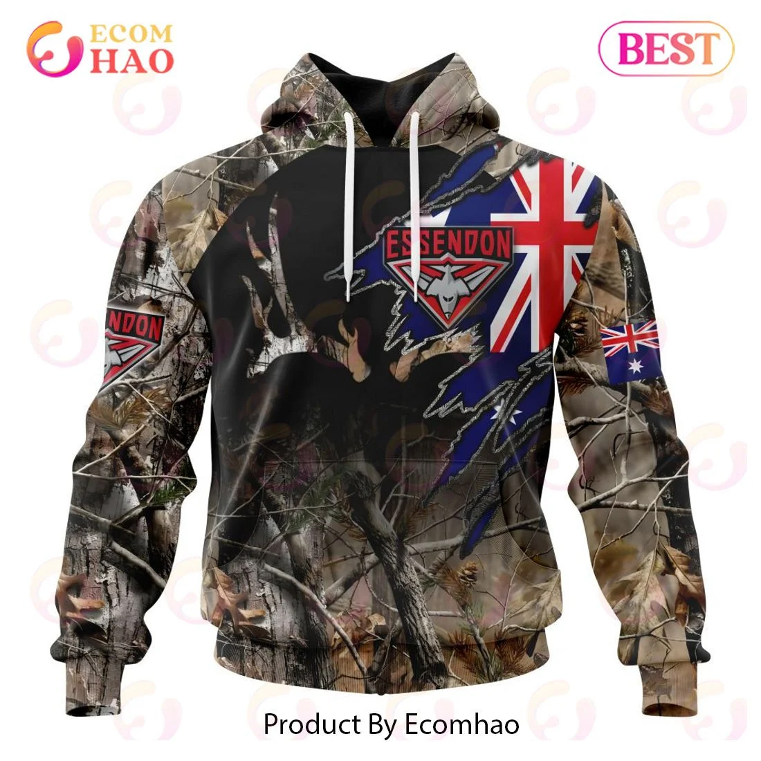 AFL Essendon Football Club Special Camo Realtree Hunting 3D Hoodie, Zip Hoodie, Man - Women, Warm, Premium Quality HZ0501