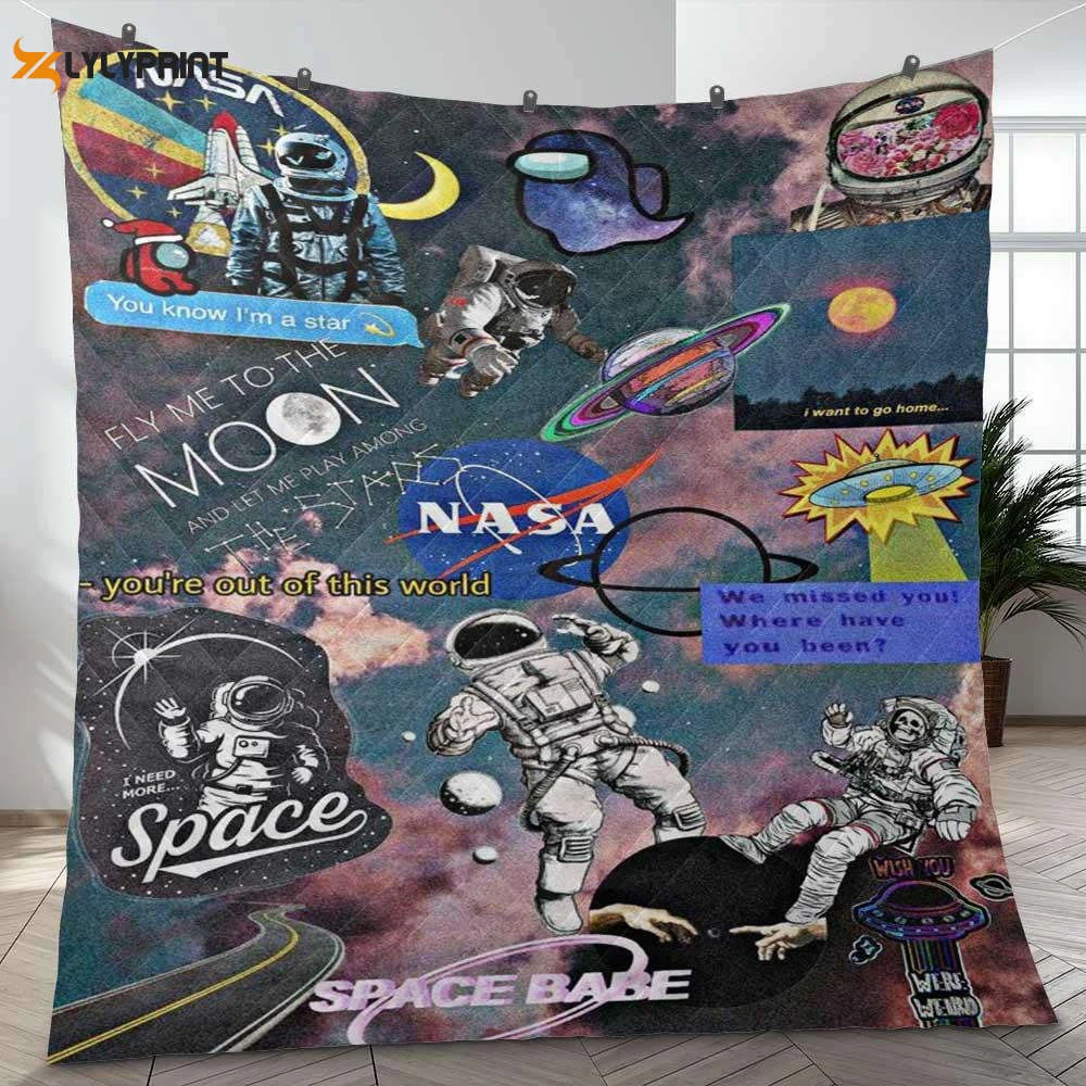 Nasa Houston Space Apollo Astronaut We Have A Present Ver6 Gifts Lover Quilt Blanket,nasa Apollo Astronaut Quilt Blanket ,  Soft Quilt, King Size, All Season Cozy Quilt QB0901
