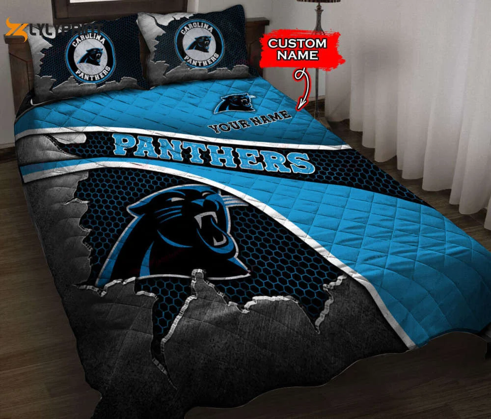 Carolina Panthers Personalized Quilt Set BG120 , Soft Quilt, King Size, All Season Cozy Quilt QB0901