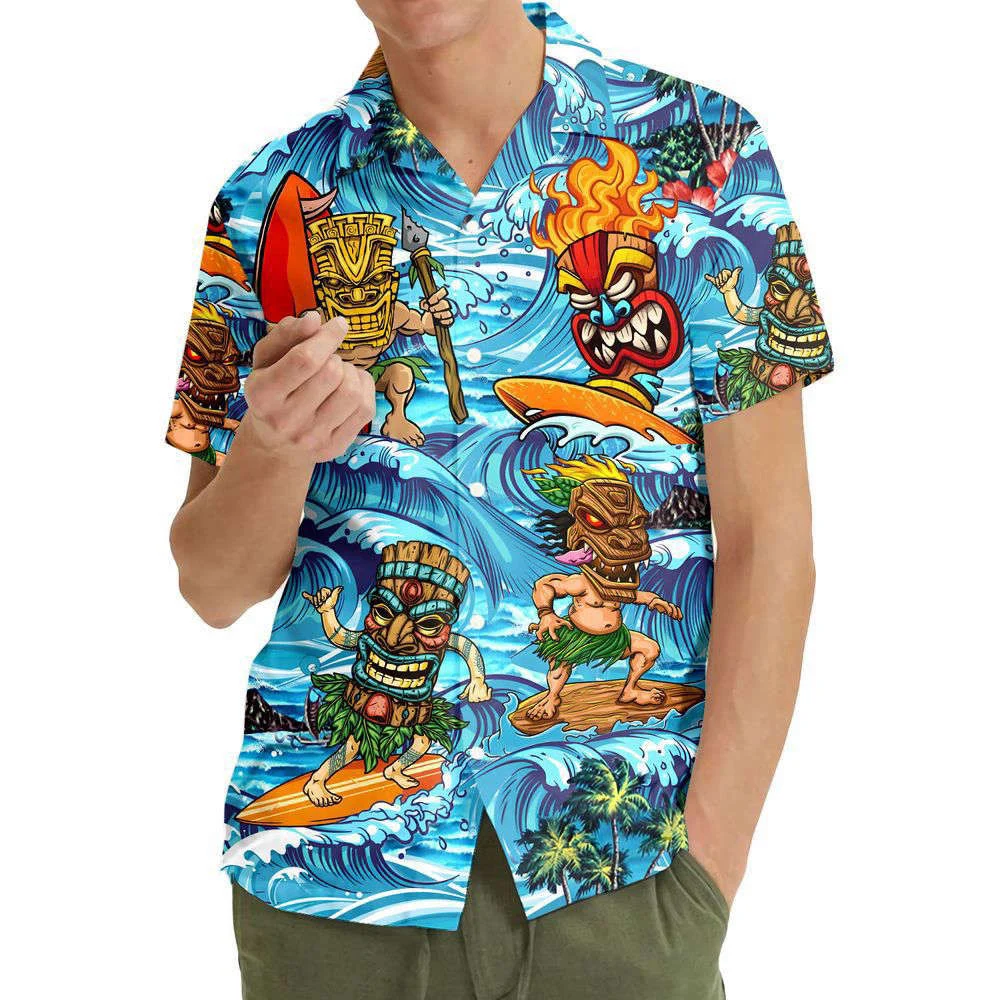 Tropical Surfing Tiki Hawaiian Shirt, Gift For Men And Women HW0601