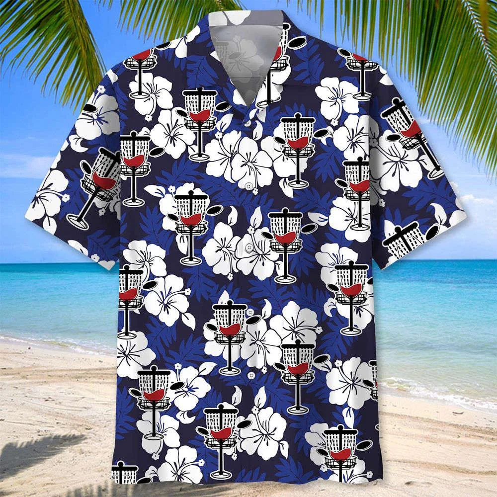 Funny Wine Glass Disc Golf Hawaiian Shirt, Gift For Men Women HW0601
