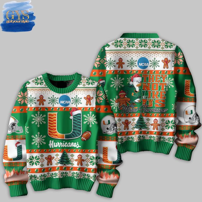 Miami Hurricanes They Not Like Us Ugly Christmas Sweater , Cozy Soft Unisex Pullover SW0601