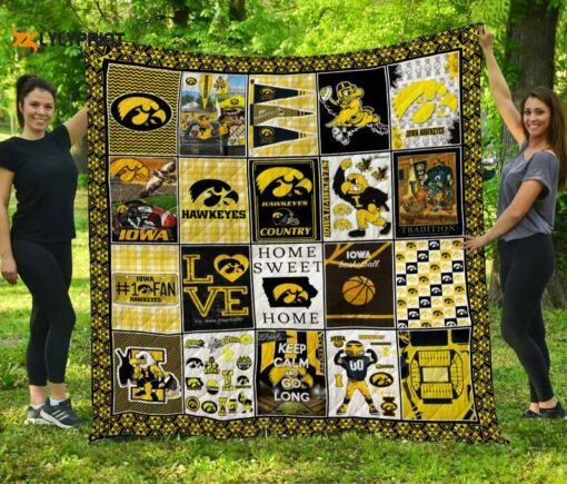 Iowa Hawkeyes Quilt Blanket For Fans Home Decor Gift q , Soft Quilt, King Size, All Season Cozy Quilt QB0901