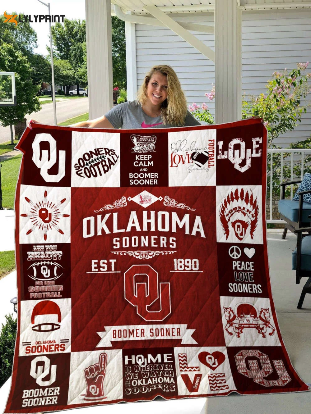 Oklahoma Sooners 1 Quilt Blanket For Fans Home Decor Gift , Soft Quilt, King Size, All Season Cozy Quilt QB0901