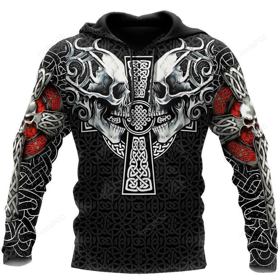 Celtic Skulls 3D All Over Printed Hoodie, Zip- Up Hoodie HZ0501