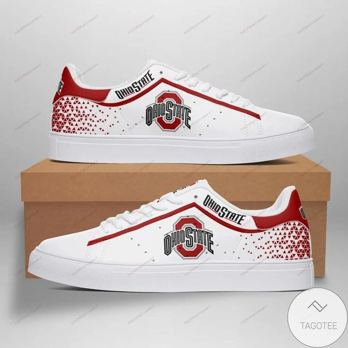 NCAA Ohio State Buckeyes White Stan Smith Shoes for Women and Men, Trendy Style Sneakers ST0801