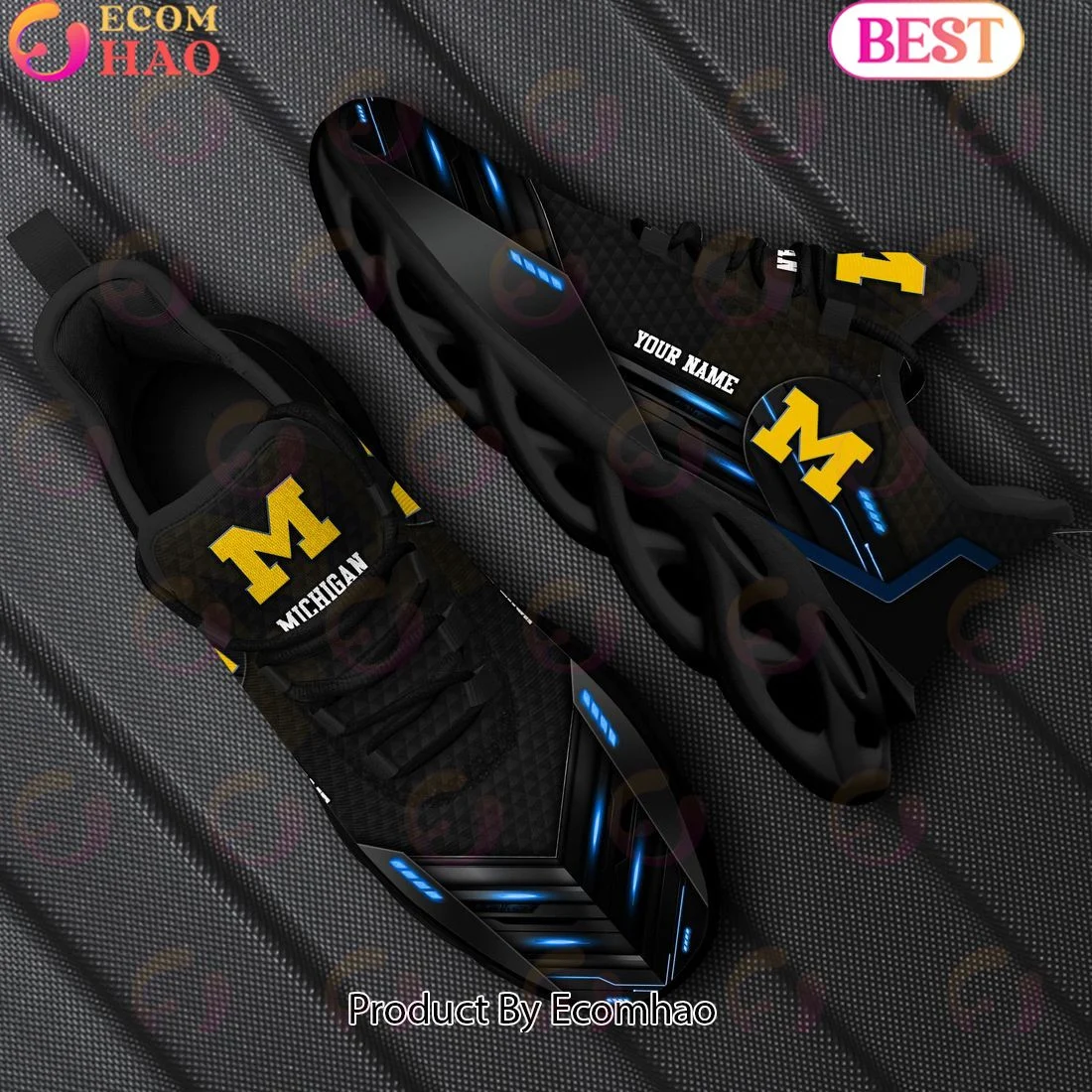 Michigan Wolverines Team Black Clunky Max Soul Shoes Sneakers Custom Your Name  Unisex sneakers MS0601