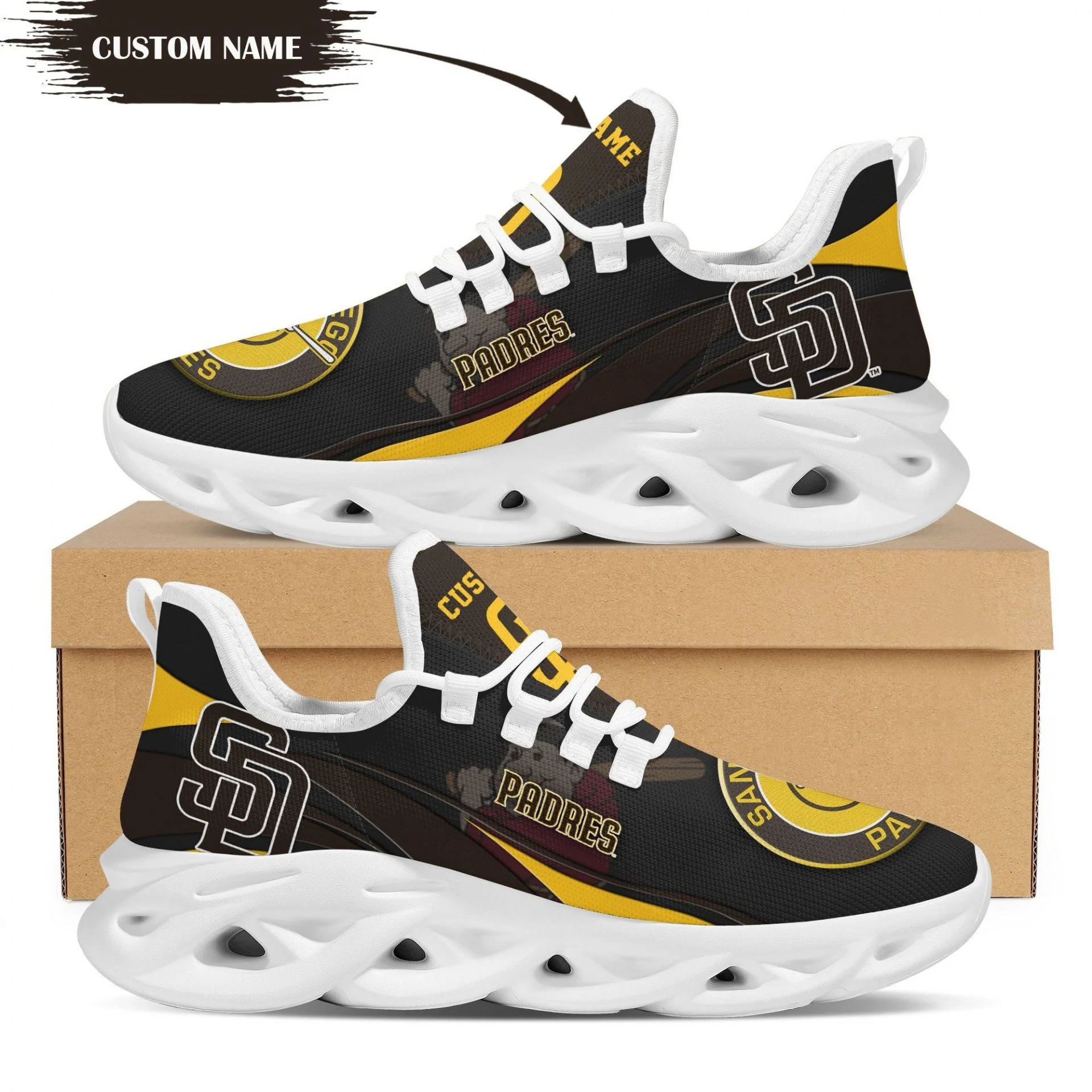 Custom MLB San Diego Padres Custom Name Max Soul Shoes V6 Store MS0601