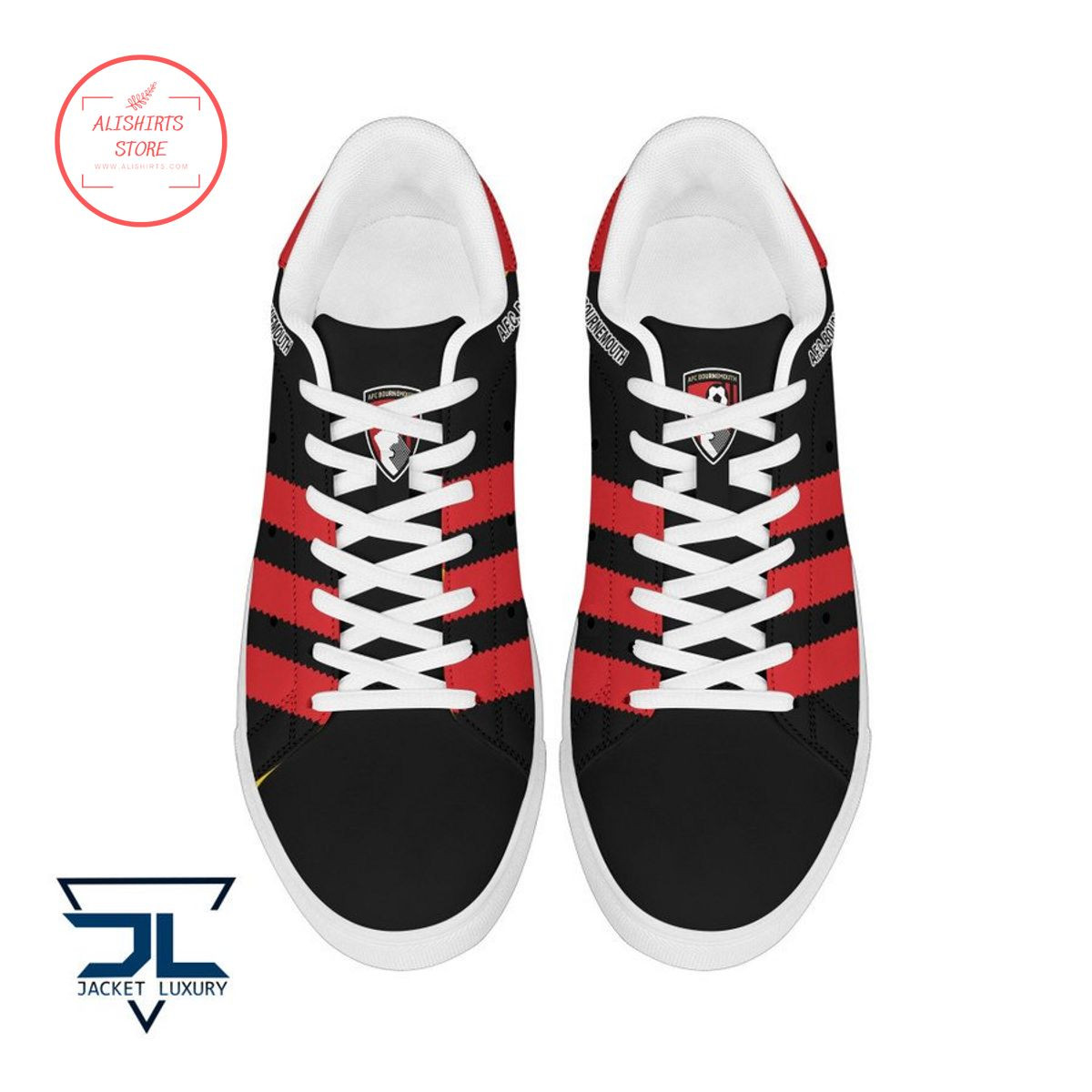AFC Bournemouth Black Red Stan Smith Shoes Women Men, Trendy Style Sneakers ST0801