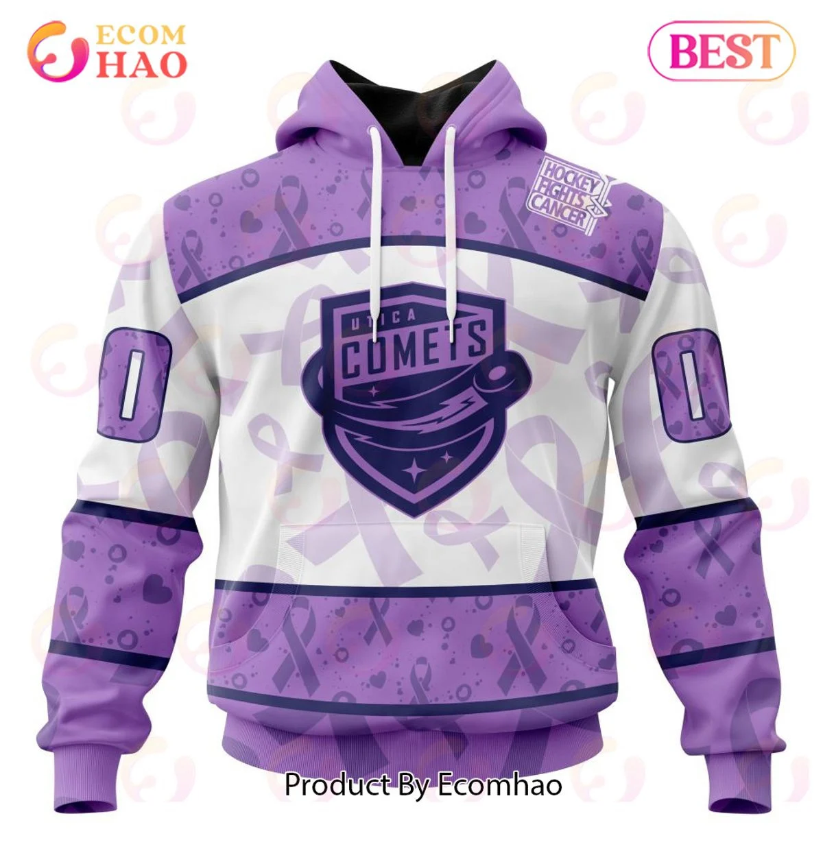 AHL Utica Comets Special Lavender Fight Cancer 3D Hoodie, Zip Hoodie, Man - Women, Warm, Premium Quality HZ0501