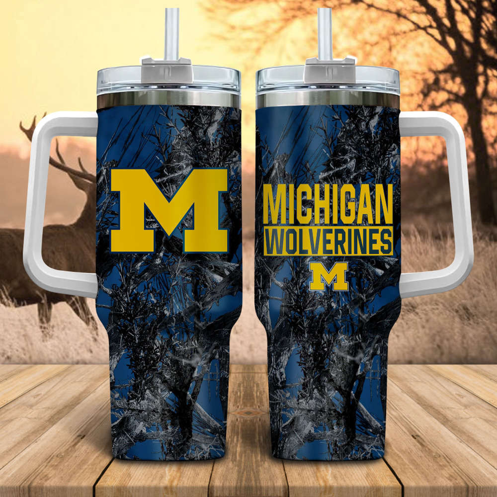 Michigan Wolverines Hunting Personalized Stanley Tumbler 40oz 0501TB40