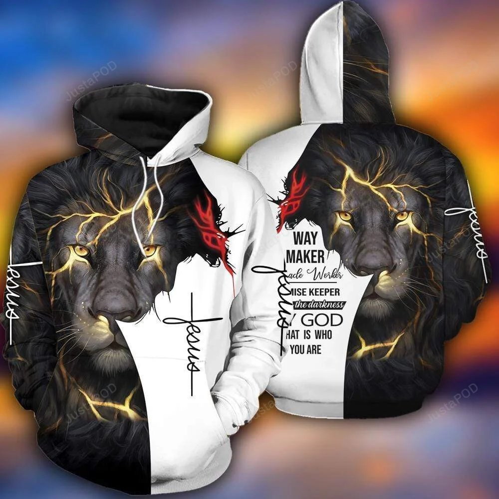 Christian Jesus Way Maker Miracle Worker Lion 3D All Print Hoodie, Zip- Up Hoodie HZ0501